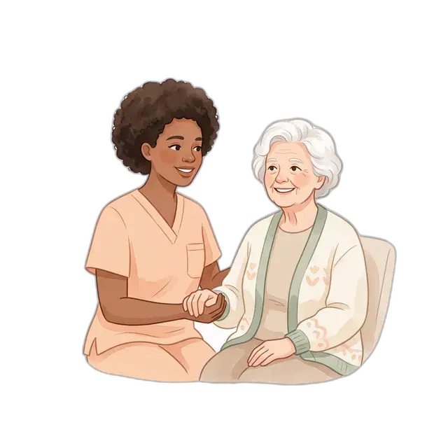 Day shift caregiver receiving morning handover at Fedrick