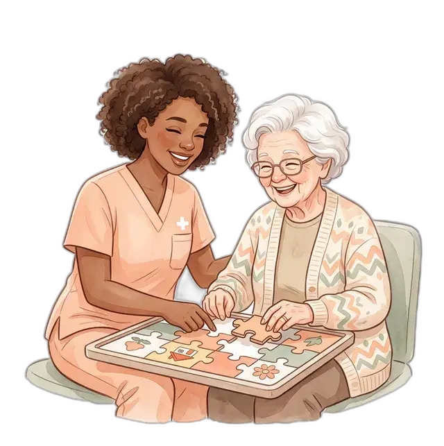 Consistent caregiver spending time with an Alzheimer's resident