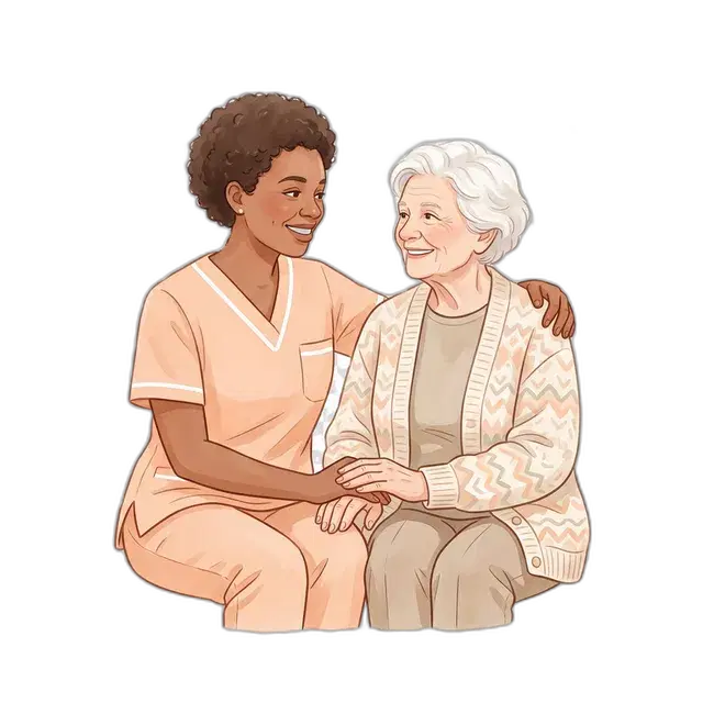 Resident engaged in a memory activity with a caregiver