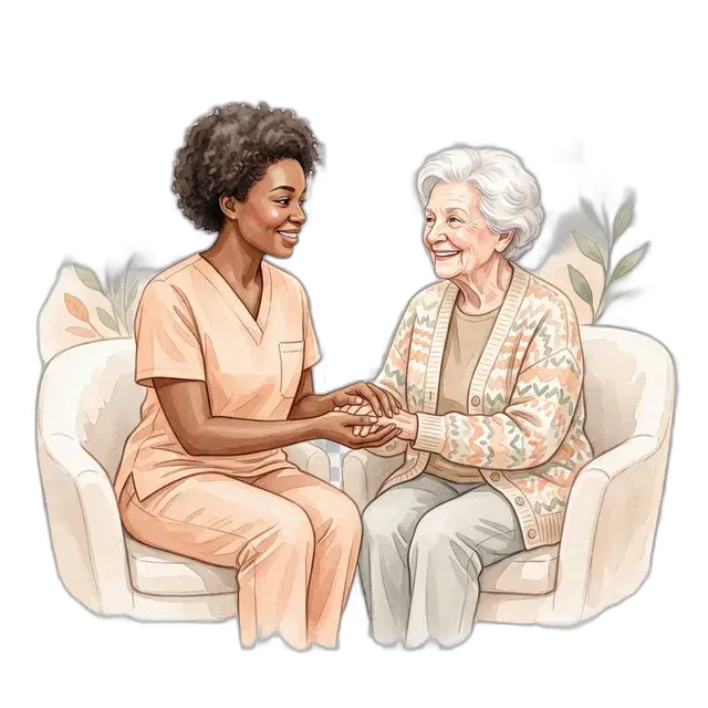 Caregiver guiding a resident through a morning routine