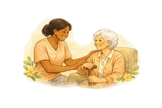 Physical therapist working with a senior resident