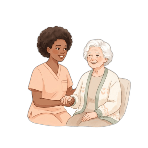 Caregiver providing overnight personal care to an elder resident