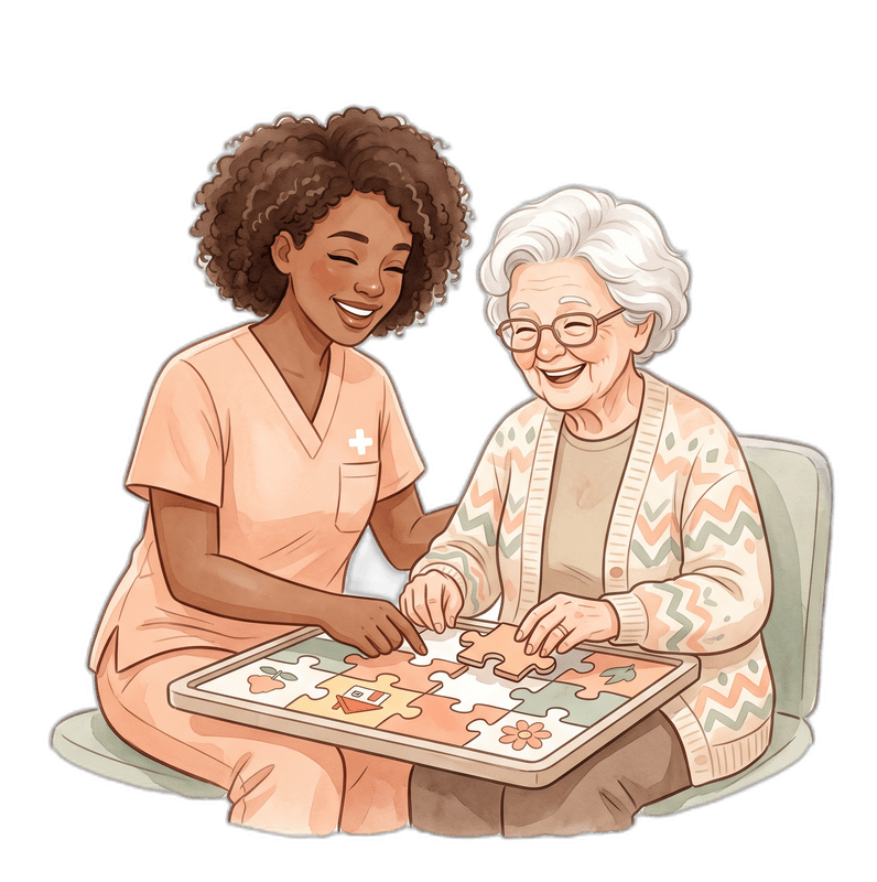Consistent caregiver spending time with an Alzheimer's resident