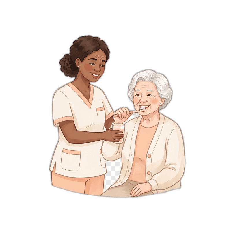Compassionate caregiver with an elderly resident