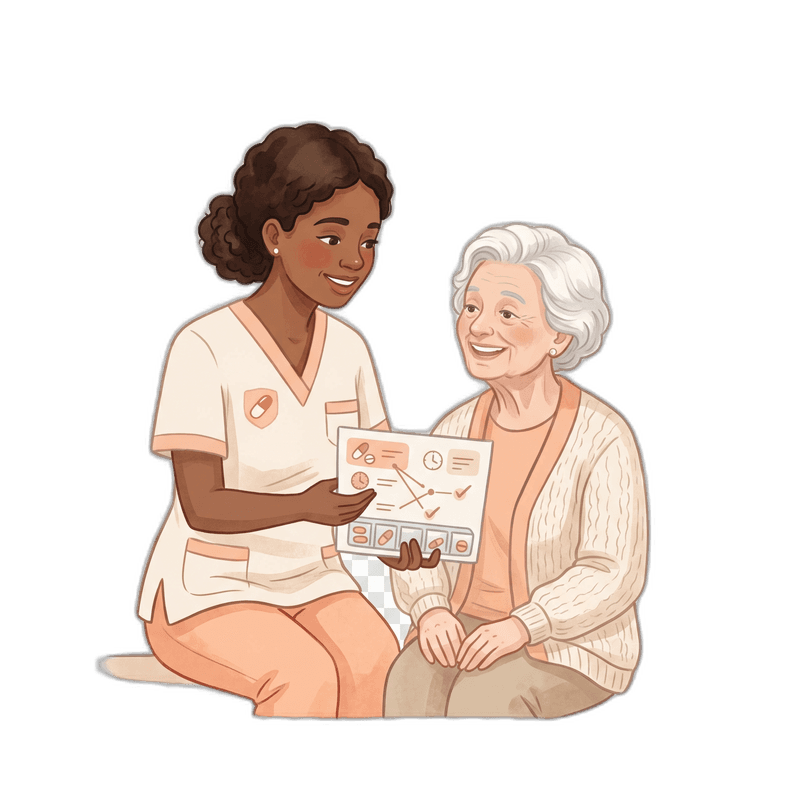 Caregiver administering medication on schedule