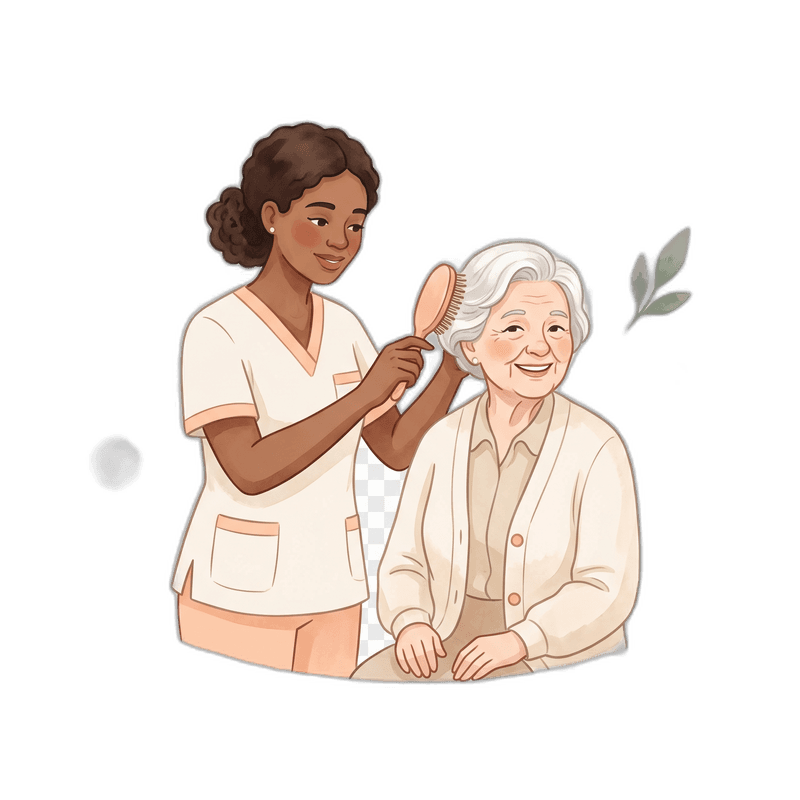 Caregiver helping a senior resident with grooming