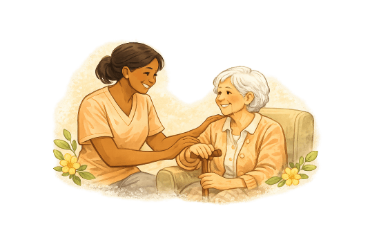 Physical therapist working with a senior resident
