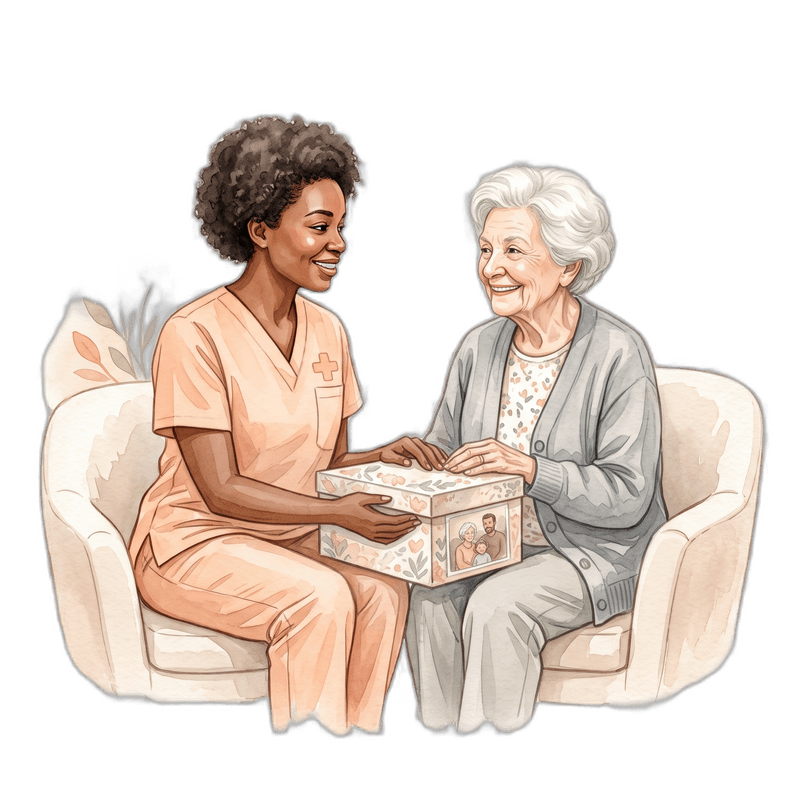 Caregiver warmly welcoming a new respite resident