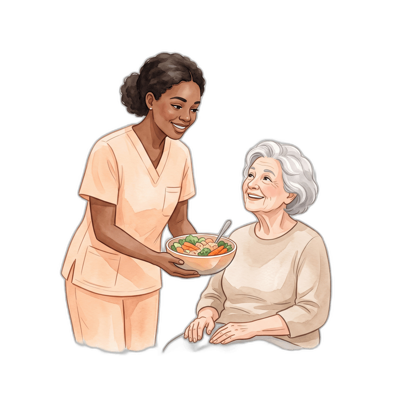 Caregiver assisting a respite care resident with personal care