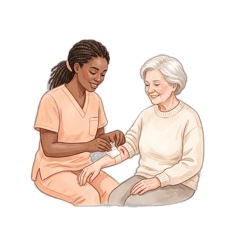 Nurse providing wound care treatment