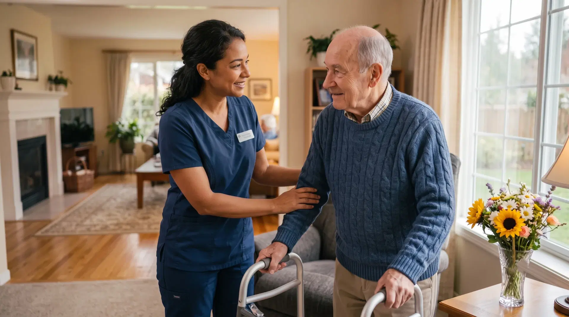 Caregiver providing nursing home care at Fedrick