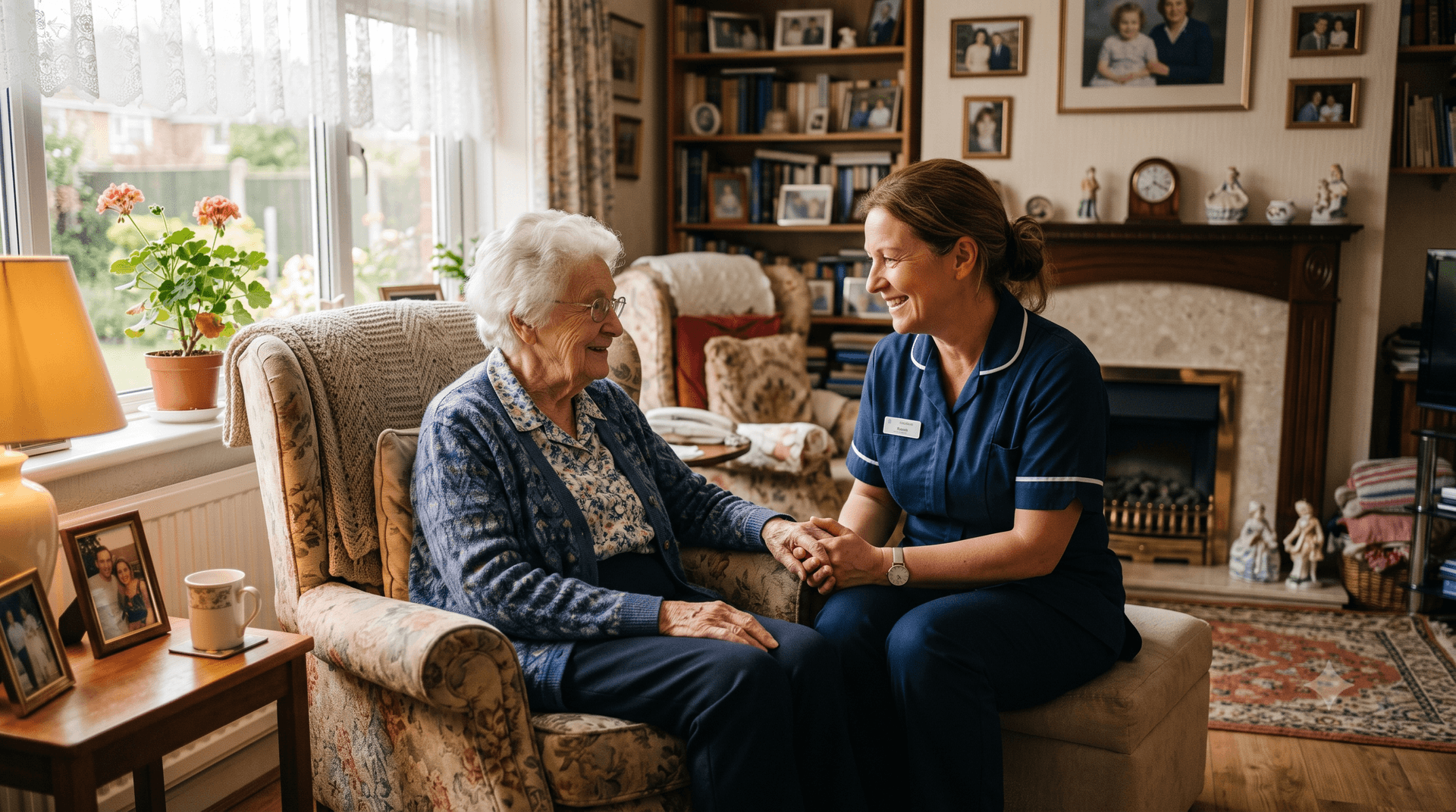 Caregiver with memory care resident at Fedrick